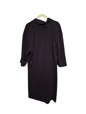 Joan Vass Black Draped Cowl Neck Dress Core Wardrobe Career READ AD Cotton